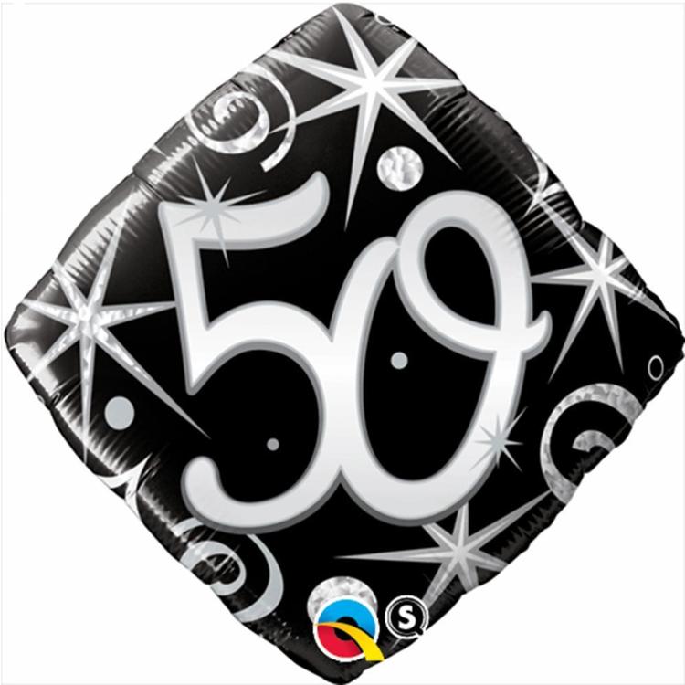 Qualatex 50th Elegant Sparkles & Swirls Foil Balloon Black & Silver