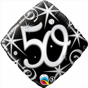 Qualatex 50th Elegant Sparkles & Swirls Foil Balloon Black & Silver