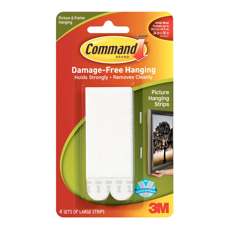 3M Command Large Picture Hanging Strips 4 Pack White L