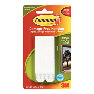 3M Command Large Picture Hanging Strips 4 Pack White L