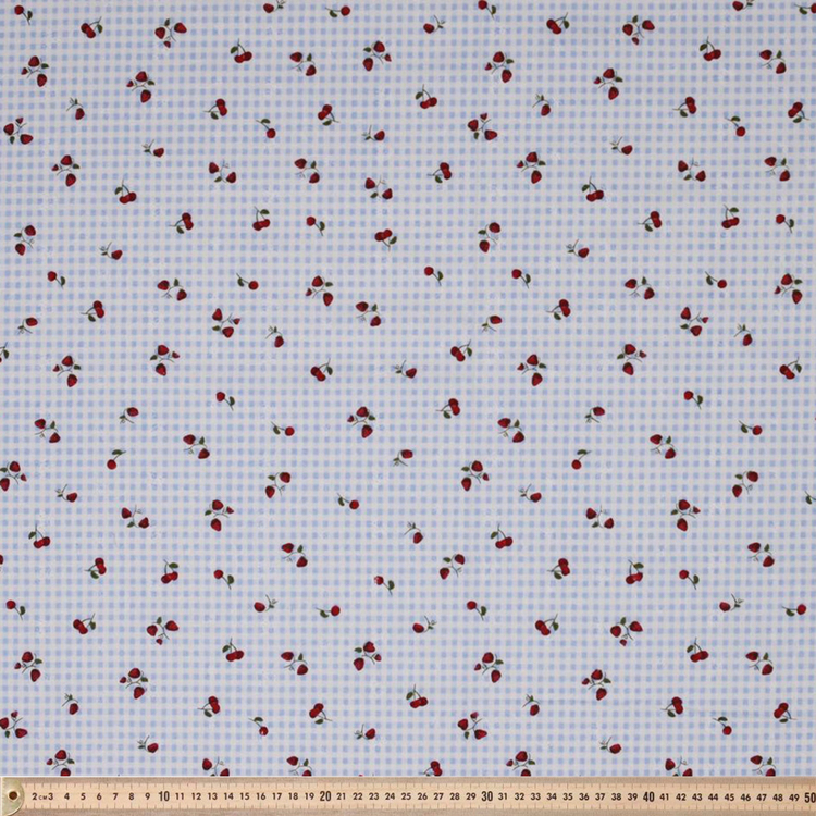 Honeyfields Strawberry Check 112 cm Cotton Fabric Blue