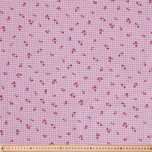 Honeyfields Strawberry Check 112 cm Cotton Fabric Pink