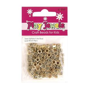 Ribtex Play Jewels Alphabet Cube Beads Gold & Black 5 mm