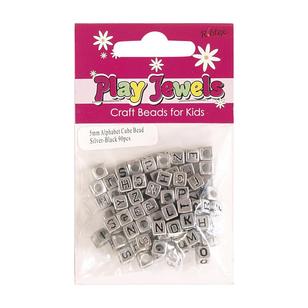 Ribtex Play Jewels Alphabet Cube Beads Silver & Black 5 mm