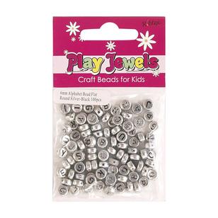 Ribtex Play Jewels Alphabet Flat Round Beads Silver & Black 6 mm