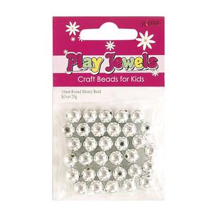 Ribtex Play Jewels Round Shiny Beads Silver 10 mm