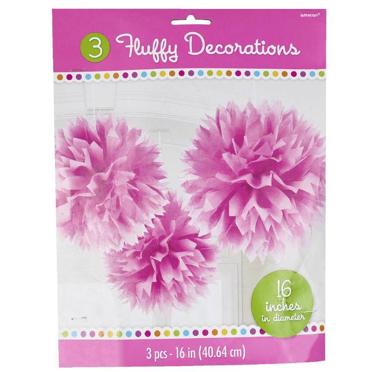 Amscan 40 cm Fluffy Decorations 3 Pack