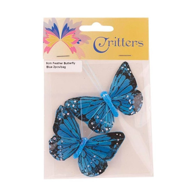 Critters Large Feather Butterfly Blue 8 cm
