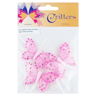 Critters Glitter Feather Butterfly Pink 5 cm
