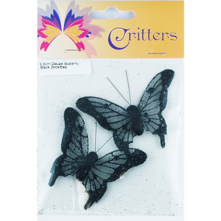 Critters Small Gauze Butterfly Black 6.5 cm