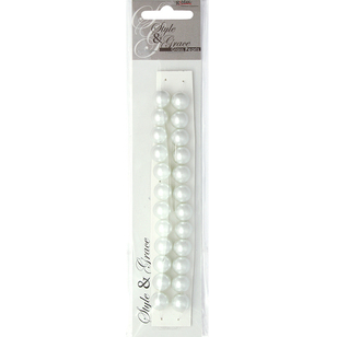 Ribtex Style & Grace Glass Pearls 24 Pack White 12 mm