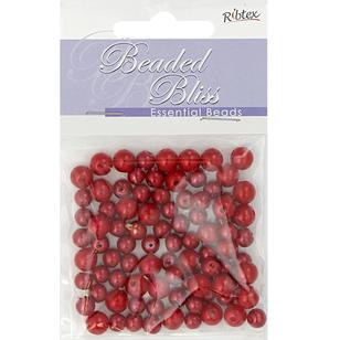 Ribtex Beaded Bliss Plastic Pearls Red 15 g