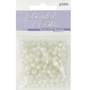 Ribtex Beaded Bliss Round Plastic Beads 20 Gram Pack Ab White 20 g