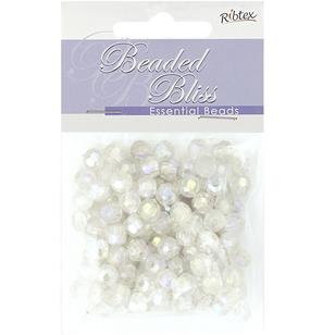 Ribtex Beaded Bliss Small Faceted Round Plastic Beads Ab White 7 mm