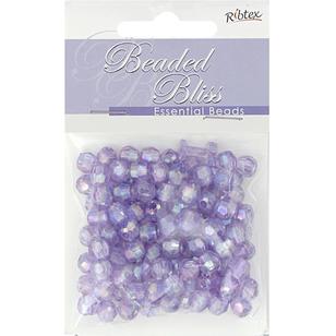 Ribtex Beaded Bliss Small Faceted Round Plastic Beads Lilac 7 mm