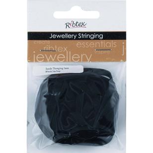Ribtex Jewellery Stringing Wide Suede Thonging Black 5 mm x 5 m