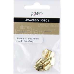 Ribtex Jewellery Basics Ribbon Clamp 10 Pack Gold 10 mm