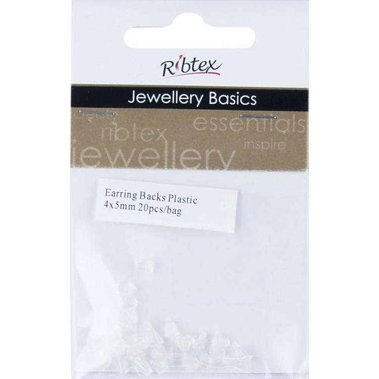 Ribtex Jewellery Basics Plastic Earring Backs Clear