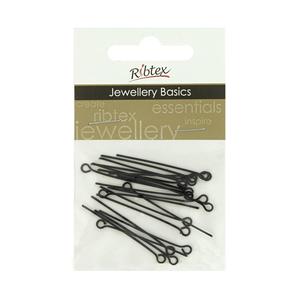 Ribtex Jewellery Basics Black Eye Pins Black 35 mm