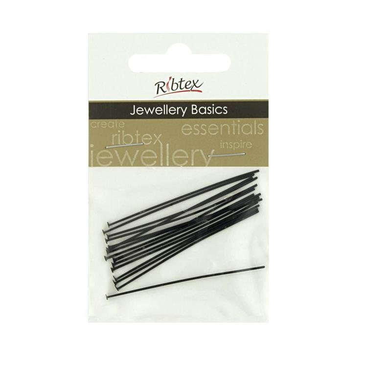 Ribtex Jewellery Basics Black Head Pins Black 60 mm