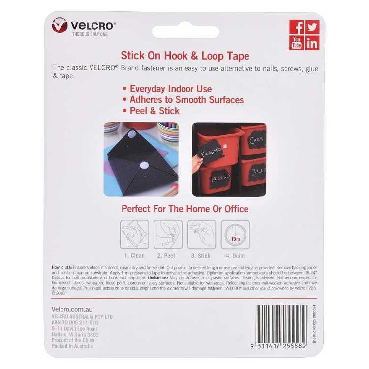 VELCRO® Brand Stick On Hook & Loop Tape Black