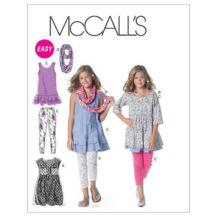 McCall's Pattern M6275 Girls' Plus Dresses Scarf & Leggings