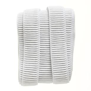 Birch Ribbed Elastic Fixed Length White