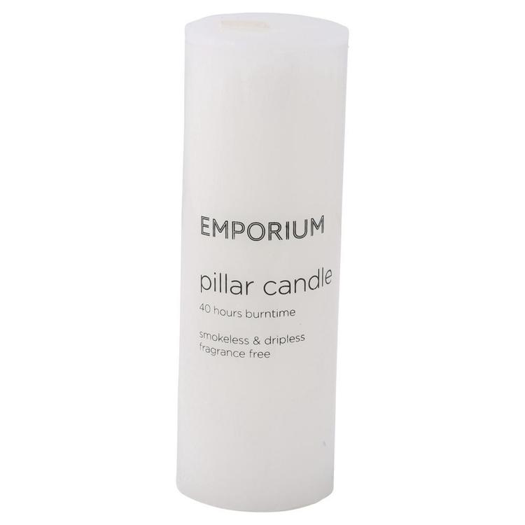 Emporium 40-Hour Burn Time Pillar Candle White