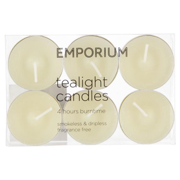 Emporium Tealight Candles 6 Pack White