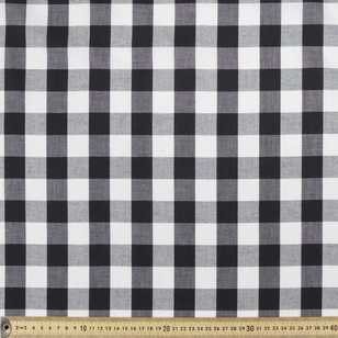 1 Inch Wide Gingham 148 cm Poly Cotton Fabric Black