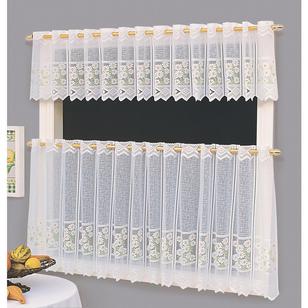 Caprice Daisies Sheer Cafe Curtain White