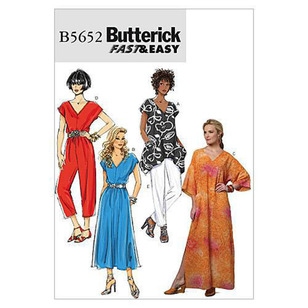 Butterick Sewing Pattern B5652 Misses' Top, Dress, Caftan, Jumpsuit & Pants White