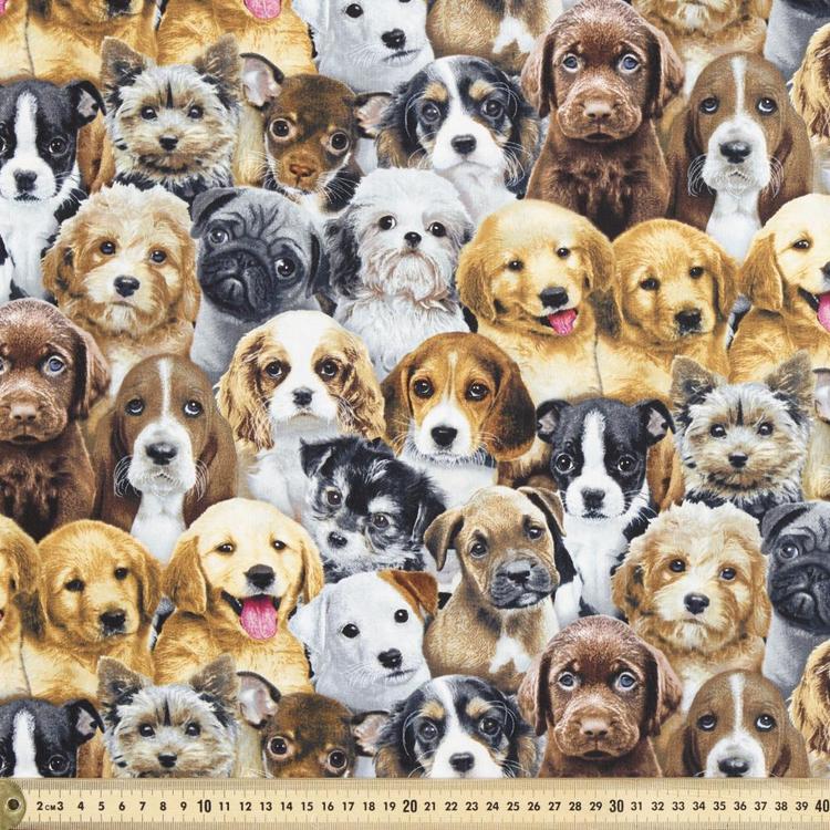 Elizabeth's Studio Adorable Pets Dog Printed Fabric