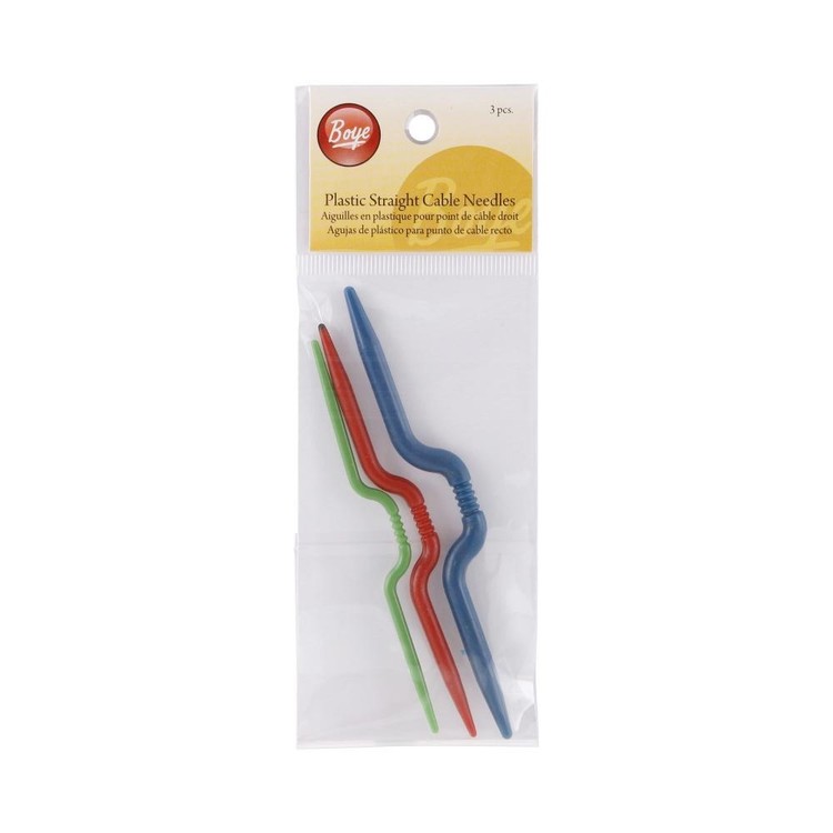 Boye Plastic Straight Cable Needles 3 Pack Multicoloured