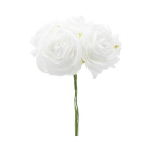 Vivaldi Blossoms 5 Head Foam Rose Bunch White 73 mm