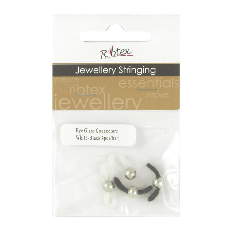 Ribtex Jewellery Stringing Eye Glass Connectors White & Black