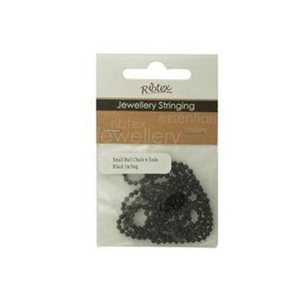 Ribtex Jewellery Stringing Small Ball Chain With Ends Black 1 m