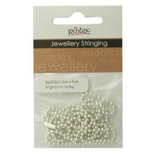 Ribtex Jewellery Stringing Small Ball Chain With Ends Bright Silver 1 m