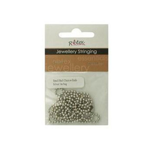 Ribtex Jewellery Stringing Small Ball Chain With Ends Silver 1 m
