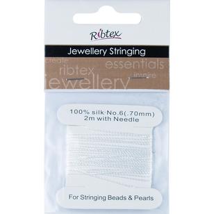 Ribtex Jewellery Stringing 100% Silk Bead Cord White