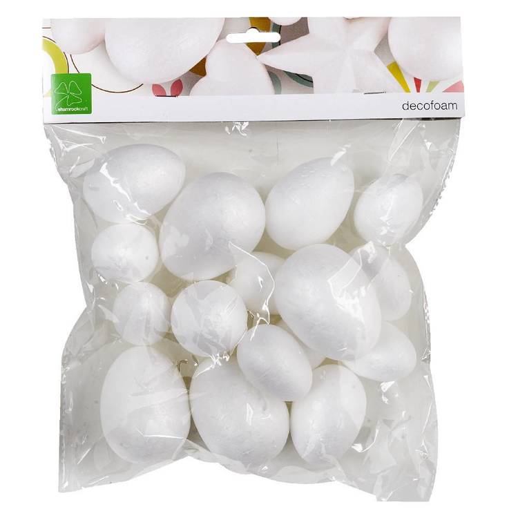 Shamrock Craft Deco Foam Egg Value Pack White