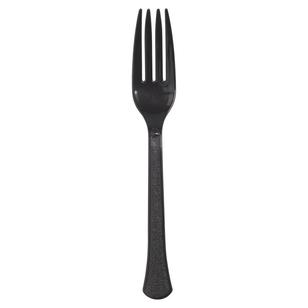 Amscan Black Heavy Weight Plastic Forks 20 Pack Black