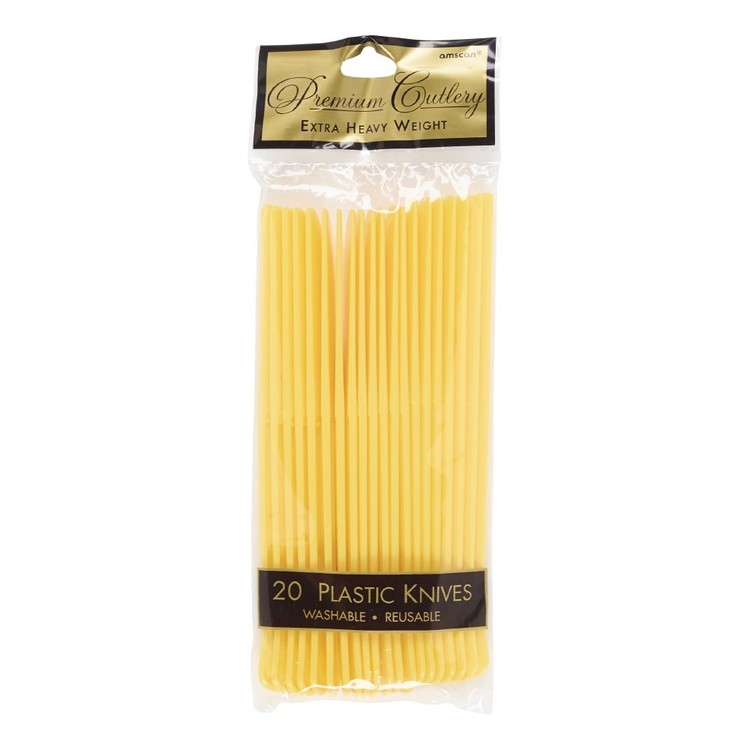 Amscan Yellow Heavy Weight Plastic Knives 20 Pack Yellow