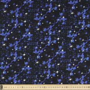 In Space Galaxy 112 cm Cotton Fabric Blue 112 cm
