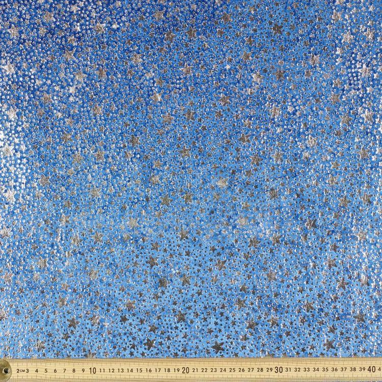 Tinkerbell Star Printed 148 cm Panne Fabric Blue
