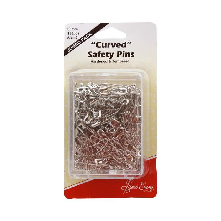 Sew Easy Curved Safety Pins Silver 38 mm