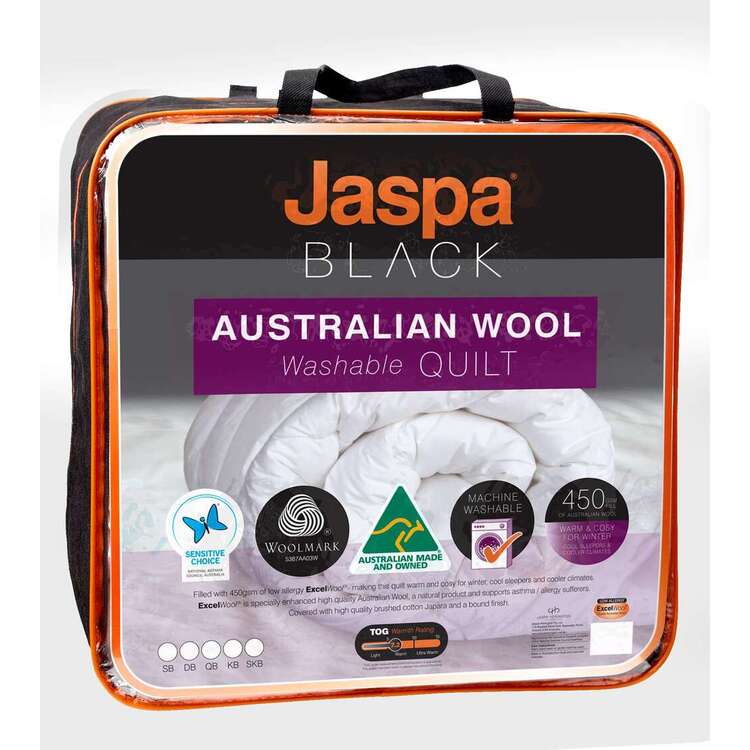 Jaspa Black Australian Wool Quilt White