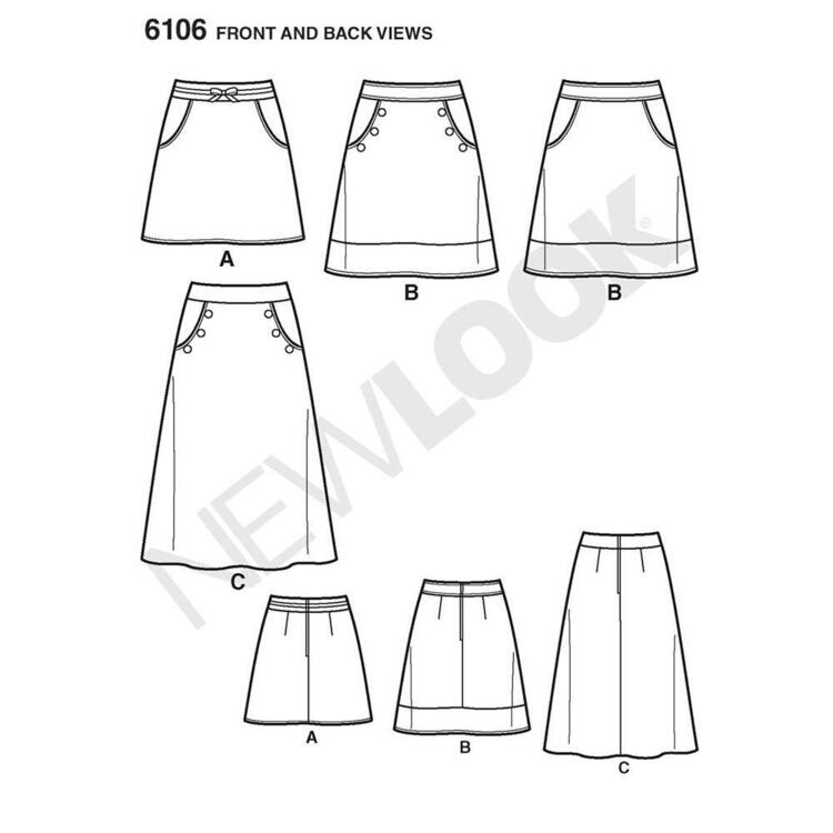 New Look Pattern 6106 Women's Skirt  10 - 22