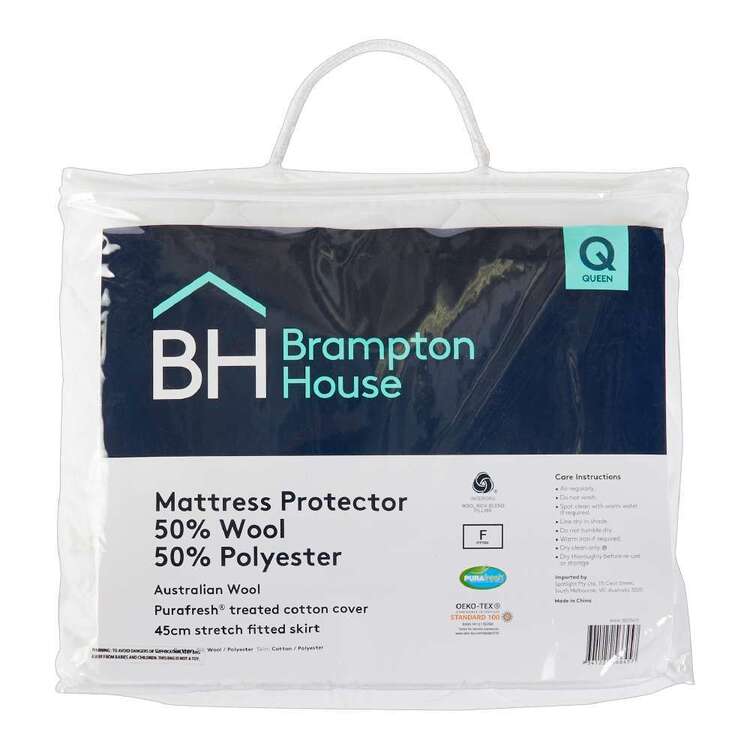 Brampton House 50% Wool 50% Polyester Mattress Protector White