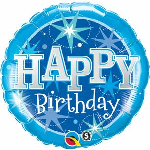 Qualatex Birthday Sparkle Foil Balloon Blue 45 cm